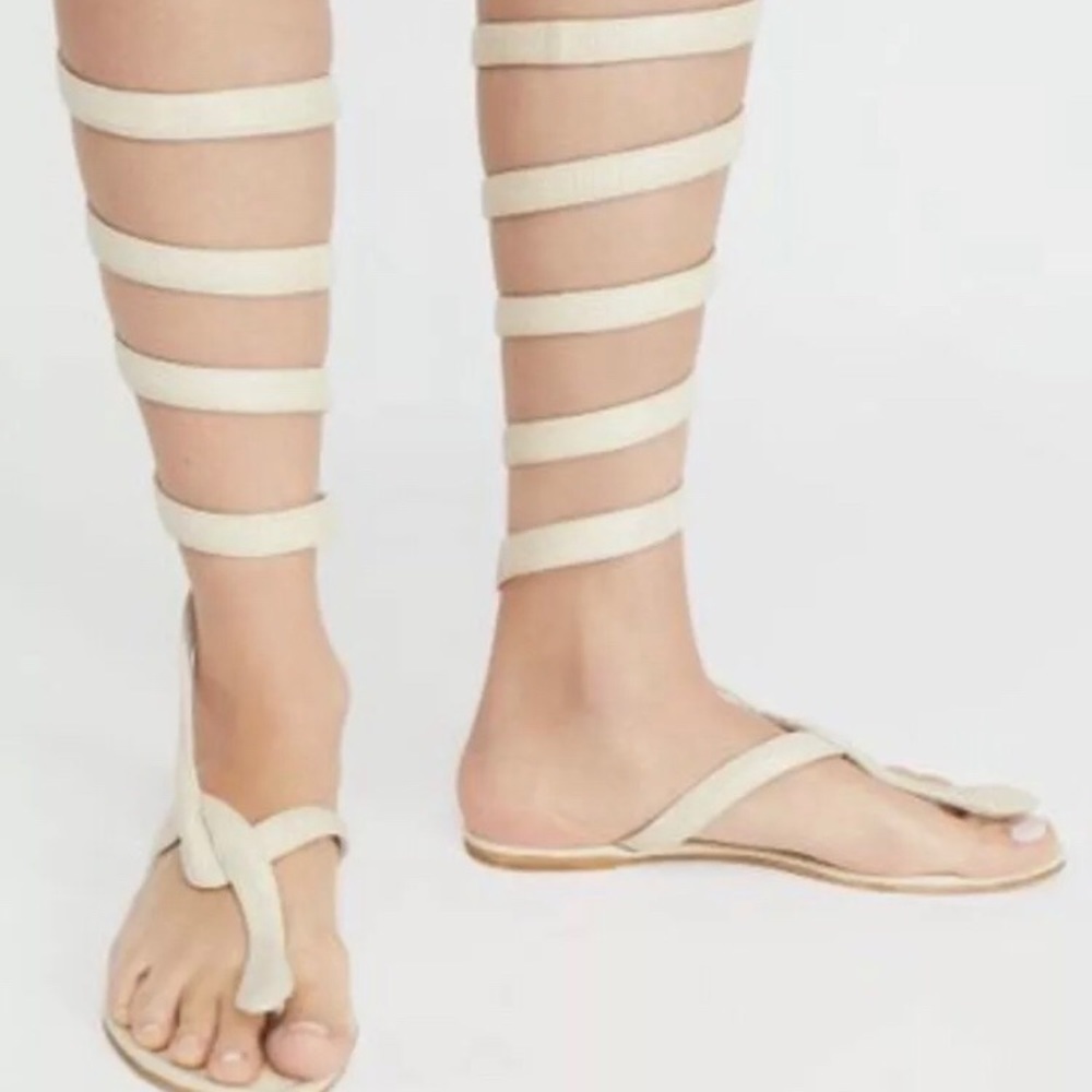 Jeffrey Campbell Cream Wrap Gladiator Flat Sandals